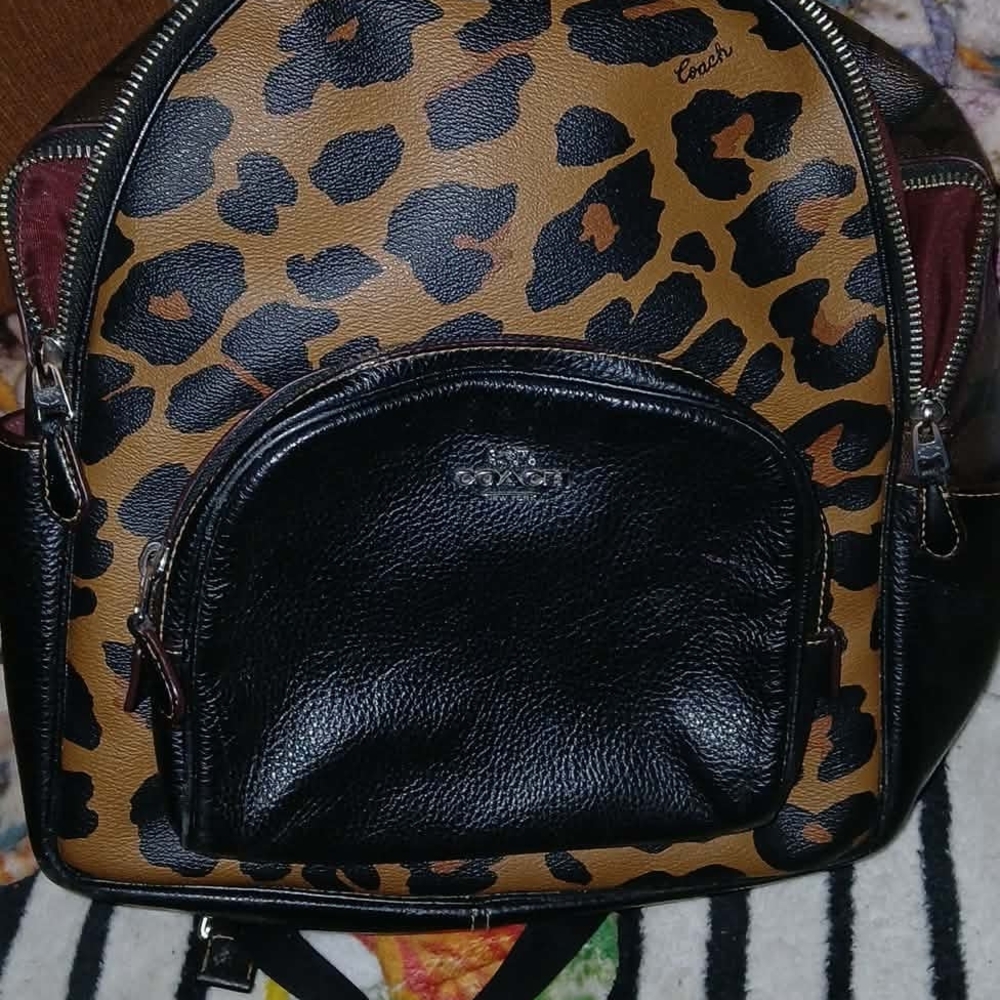 Coach Leopard Print and Black Women's Backpack - Picture 2 of 2